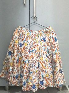 Boho Floral Bird Print Mini Flared Skirt