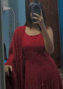 Elegant Red Ethnic backless Gown