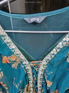 Floral Teal Ethnic Gown