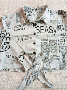 Unique Newspaper Print Button-Up Shirt