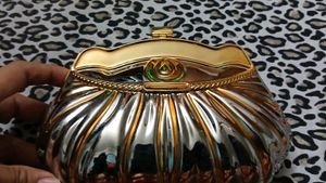 Vintage Metallic Clutch Bag with Rhinestones