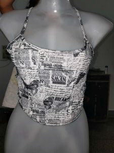 Imported Newspaper Print Seamless Corset-Style Cam