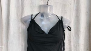 Sleek Black Halter Neck Crop Top