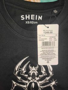 Shein Short Sleeves Graphic Chest Print Crew Tshir