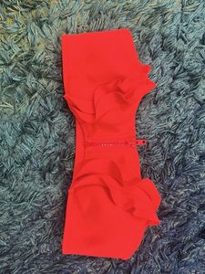 orange Ruffle Bikini Top with Zipper / Never used