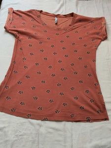 Coral Floral Print T-Shirt