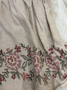 Embroidered Beige Peplum Top