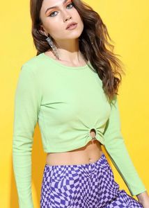 Green Crop Top with O-Ring Detail