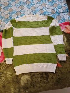 Striped Green &amp; White Casual party wear T shirt