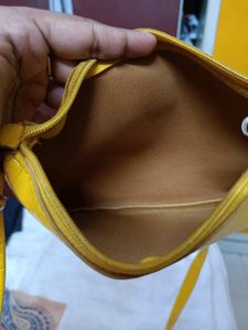 Bright Yellow Croc-Embossed Shoulder Bag