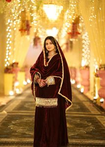 Elegant Maroon Velvet lehnga Kurta Set 💫✨✨✨
