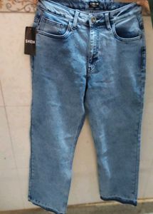 SHEIN Blue Wash Cropped Jeans