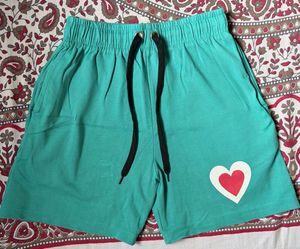 Heart Print Teal T-Shirt &amp; Shorts Set