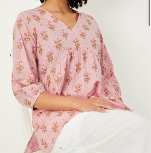 Pink Floral Print short Kurti