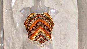 14145. Boho Print Halter Neck Crop Top