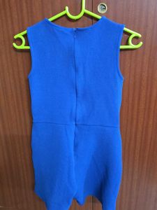 Stunning Blue Sleeveless Dress with Belt