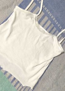 White Lace Trim Cami Top