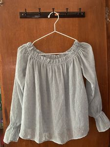 Light Blue Off-Shoulder Blouse