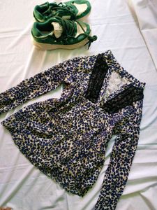 Leopard Print Top with Lace Detail