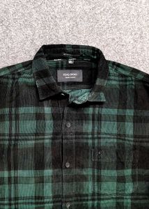 EQ:IQ Sport Green &amp; Black Plaid Corduroy Shirt