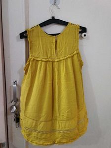 Yellow Crochet Neck Sleeveless Top