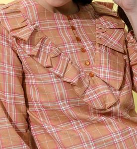 Plaid Ruffle Detail Top
