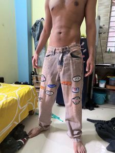 Retro Washed Patch Jeans