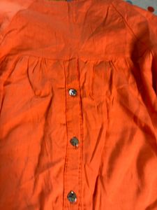 Bright Orange Ruffled Tunic Top