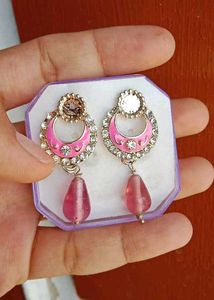 Charming Pearl &amp; Pink Stone Jewellery Set