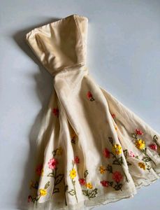Charming Floral Strapless Dress