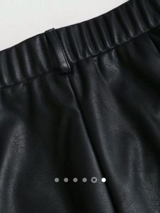 Stylish Black Faux Leather Wide Leg Pants