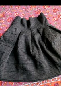 Black Textured A-Line Skirt