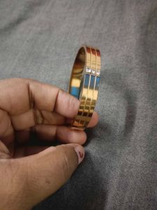 Gold-Tone Bangle Bracelet with Rhinestones