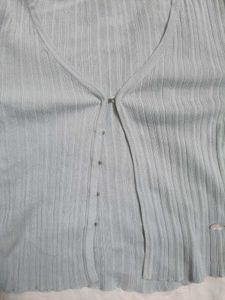 Light Blue Ribbed Cardigan