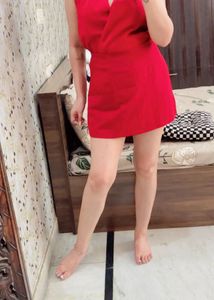 Elegant Red Co-ord Set With Skorts