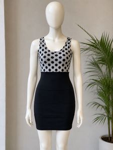 Polka Dot &amp; Black Bodycon Dress