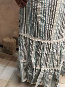Boho Striped Tiered Maxi Skirt