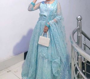Stunning Blue Sequined Lehenga Choli