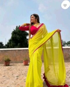 Elegant Yellow Saree with Red Border
