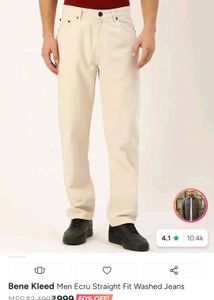 Men's Beige Straight fit jeans
