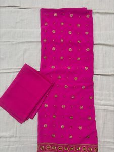 Pink Embellished Dress Material