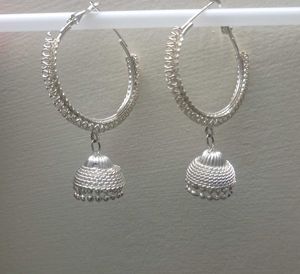 Elegant Silver Jhumka Hoop Earrings