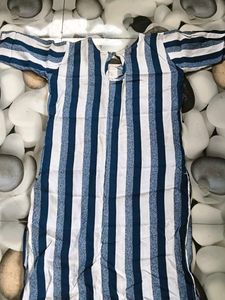 Blue &amp; White Striped Kurta