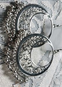 Silver Jhumka Hoop Earrings