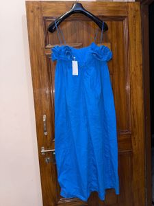 Mango Blue Ruffled Maxi Dress