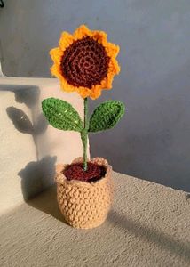 Crochet Sunflower Plant Pot