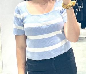 Striped Square Neck Top