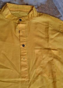 Men's Yellow Kurta with White Pajama