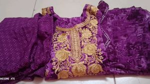 Embroidered Purple Kurta Set