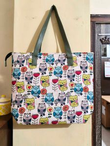 Cute Owl Print Tote Bag